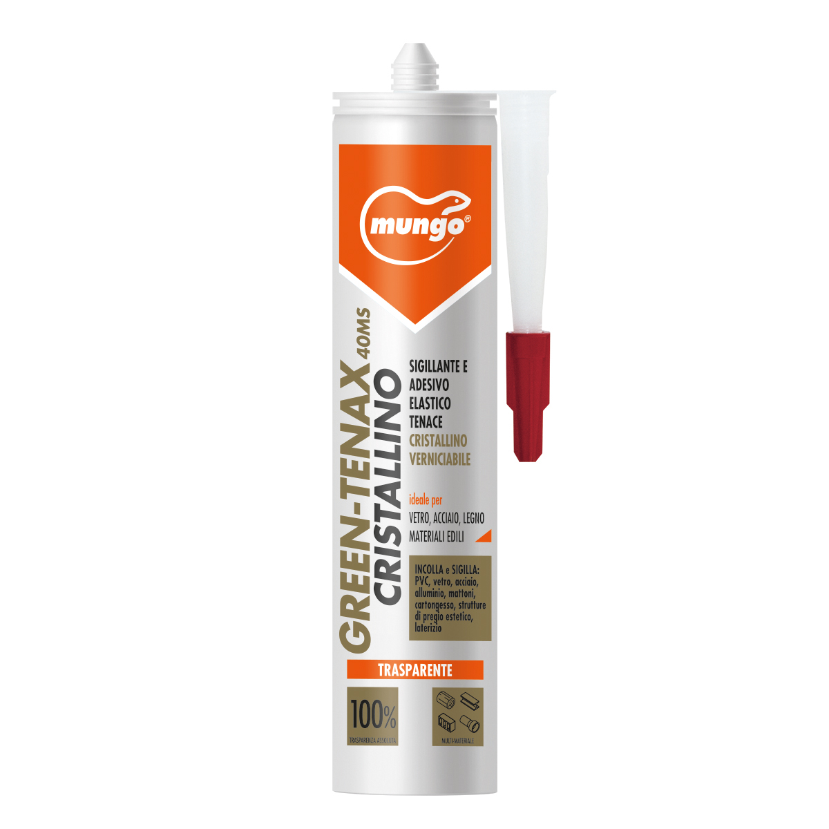 GREEN-TENAX 40 MS – CRISTALLINO - Sigillante adesivo elastico tenace, verniciabile, cristallino