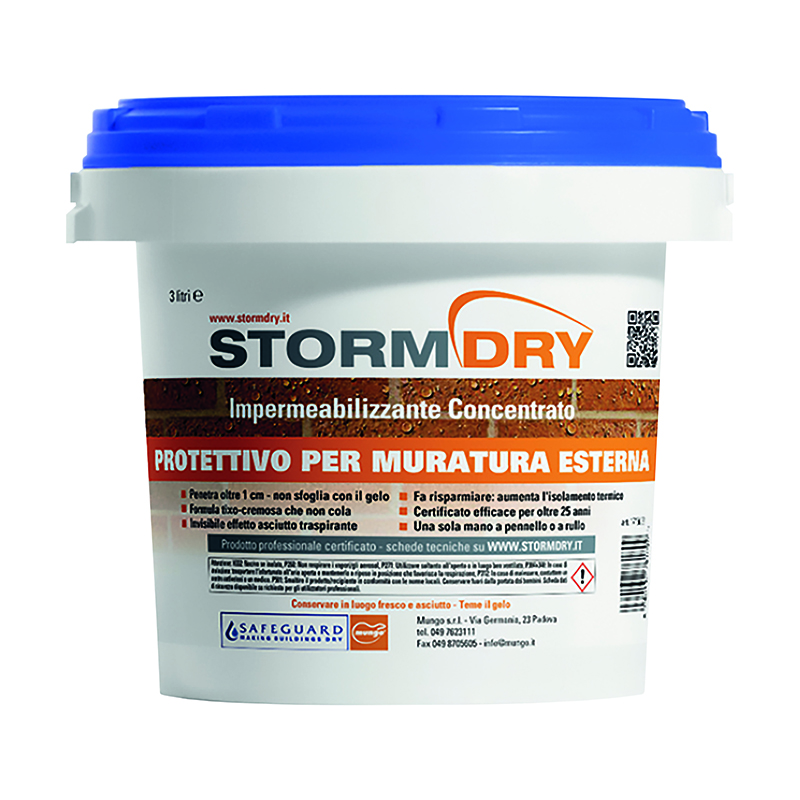STORMDRY 3L - Trattamento traspirante e deumidificante in gel per mattoni a vista, cemento e costruzioni in pietra