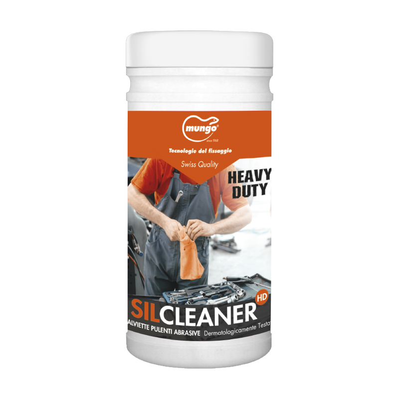 SIL CLEANER HD - Salviette abrasive per l'eliminazione dello sporco ostinato da manufatti, utensili e dalla pelle delle mani DERMATOLOGICAMENTE TESTATE