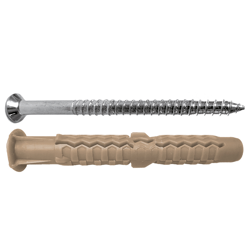 EQL-ST GreenTech - Tassello prolungato universale in Nylon ecosostenibile con vite T.S.P. Con impronta torx a 3 diametri e a 3 filetti con stelo rinforzato