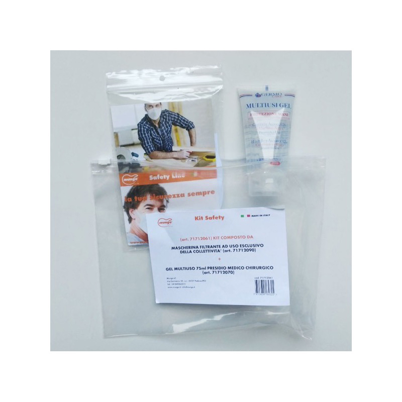 Kit Safety - Kit composto da Mascherina Uomo bianca e Multiusi Gel da 75 ml