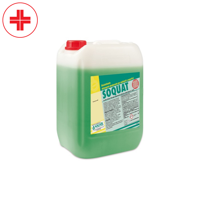 SoQuat Disinfettante PMC Al pino – 10 Litri - Disinfettante detergente per pulizie generali adatto a tutte le superfici: pavimenti, sanitari, servizi igienici, ecc.