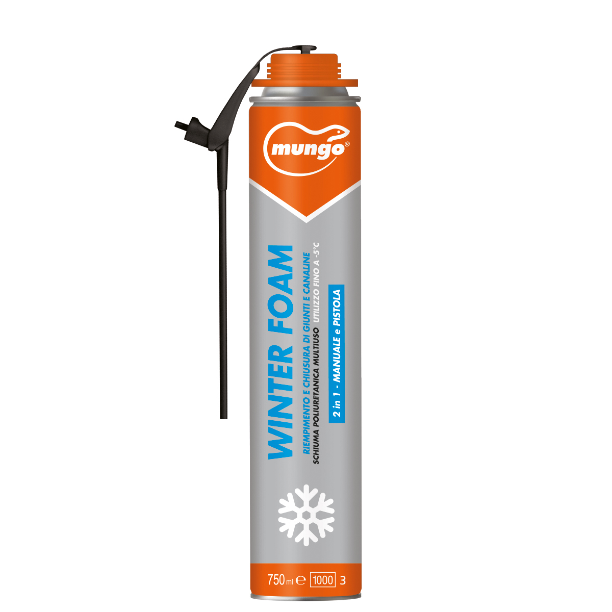 WINTER FOAM – 2in1 - Schiuma poliuretanica Utilizzo a basse temperature fino a -5°C  – 2in1 per utilizzo sia manuale che con pistola